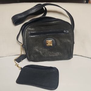 Black Crossbody Bag with Gold Detail